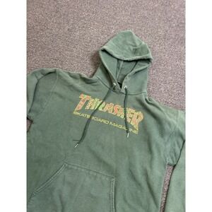 Thrasher Skateboard Magazine Hoodie Forest Green Mens Size Medium Grunge Y2K